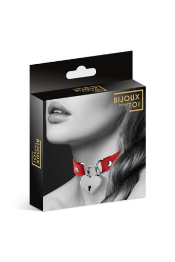 Чокер з замочком-сердечком Bijoux Pour Toi - HEART LOCK Red, екошкіра - фото №3