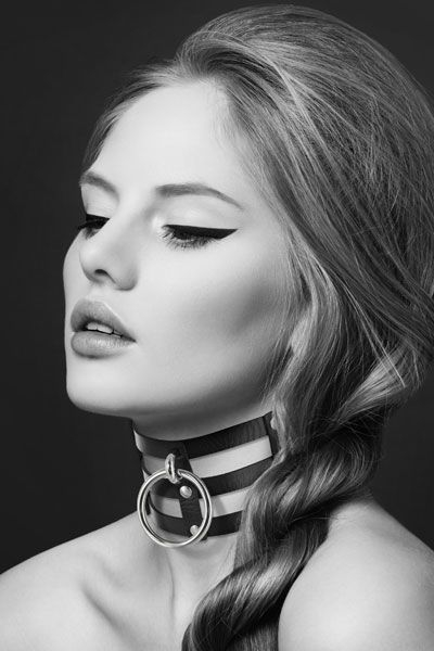 Чокер потрійний з кільцем для повідця Bijoux Pour Toi - FETISH, екошкіра 