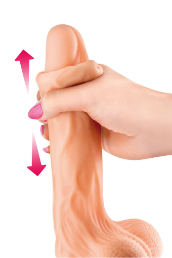 Фалоімітатор із рухомою крайньою плоттю Real Body — Real Brad, діаметр 4 см, TPE - фото №2