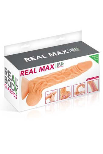 Фалоімітатор із рухомою крайньою плоттю Real Body — Real Max, діаметр 4,3 см, TPE - фото №3