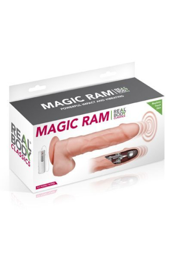 Фалоімітатор-пульсатор із вібрацією Real Body — Magic Ram, діаметр 4 см, рух вперед-назад - фото №3