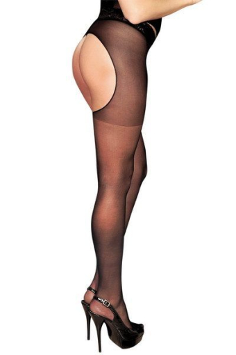 Колготки-панчохи з поясом Anne De Ales LOLA T1 Black, з доступом і відкритою попою - фото №2