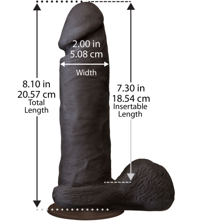 Фалоімітатор Doc Johnson The Realistic Cock 8 inch Black - ULTRASKYN, Vack-U-Lock, діаметр 5,1 см - фото №2