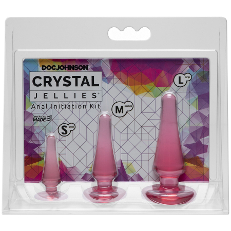 Набір анальних пробок Doc Johnson Crystal Jellies - Pink, макс. діаметр 2см - 3 см - 4 см - фото №2