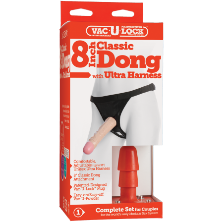 Трусики зі страпоном Doc Johnson Vac-U-Lock 8 Inch Classic Dong Ultra Harness, ПВХ, діаметр 3,8см - фото №2