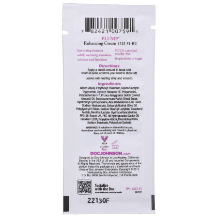 Крем для збільшення члена Doc Johnson Plump - Enhancing Cream For Men (7 г) - фото №2