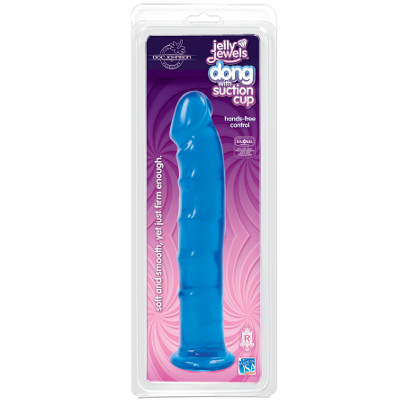 Фалоімітатор Doc Johnson Jelly Jewels Dong & Suction Cup Blue, діаметр 3,6 см, антибактеріальний ПВХ - фото №2