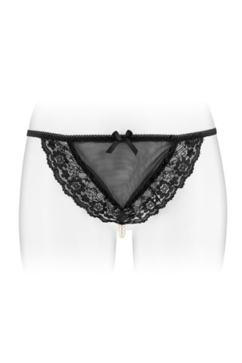 Трусики-стрінги з перлинною ниткою Fashion Secret KATIA Black 