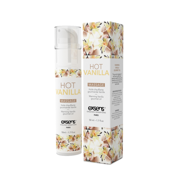 Масажна олія EXSENS Hot Vanilla 50мл розігріває, без цукру, без парабенів, їстівна - фото