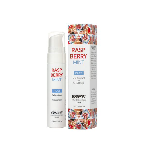 Стимулювальний гель EXSENS Kissable Raspberry Mint 15мл можна для поцілунків, охолоджувальний - фото