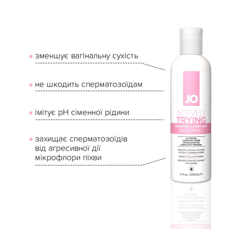 Лубрикант, що сприяє заплідненню JO Actively Trying (120 мл), містить арабіногалактан - фото №2