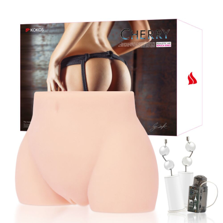 Мастурбатор-полуторс Kokos Cherry 2WayPlus з функцією масажу та вібрацією з вібрацією і масажем, два входи: вагіна і попка - фото №8