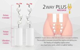 Мастурбатор-полуторс Kokos Cherry 2WayPlus з функцією масажу та вібрацією з вібрацією і масажем, два входи: вагіна і попка - - фото №7