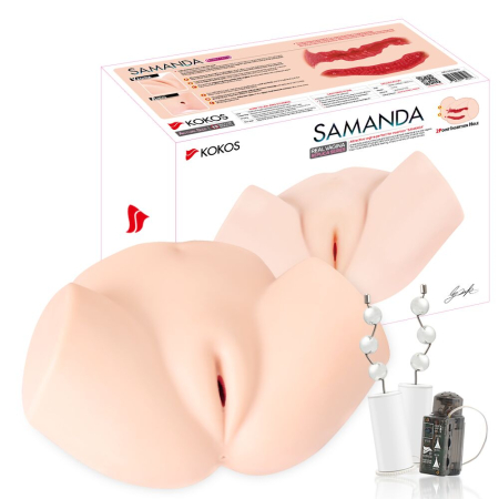 Мастурбатор-півторс Kokos Samanda 2WayPlus з функцією масажу та вібрацією, два входи: вагіна та попка - фото №6