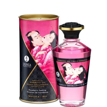 Розігрівальна олія Shunga Aphrodisiac Warming Oil – Raspberry Feeling (100 мл) без цукру, смачна - фото