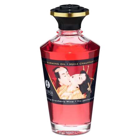 Розігрівальна олія Shunga Aphrodisiac Warming Oil – Sparkling Strawberry Wine (100 мл) без цукру - фото №2