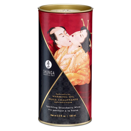 Розігрівальна олія Shunga Aphrodisiac Warming Oil – Sparkling Strawberry Wine (100 мл) без цукру - фото №3