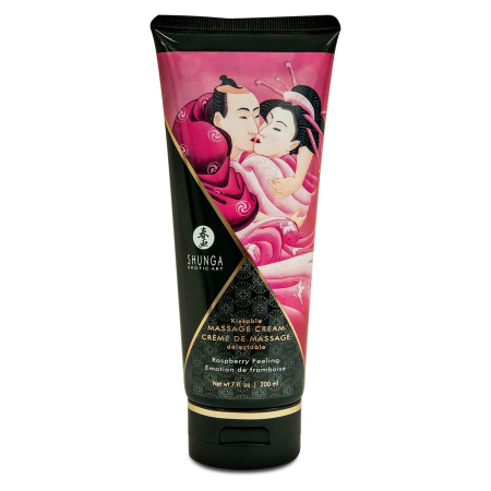 Їстівний масажний крем Shunga Kissable Massage Cream – Raspberry Feeling (200 мл) - фото