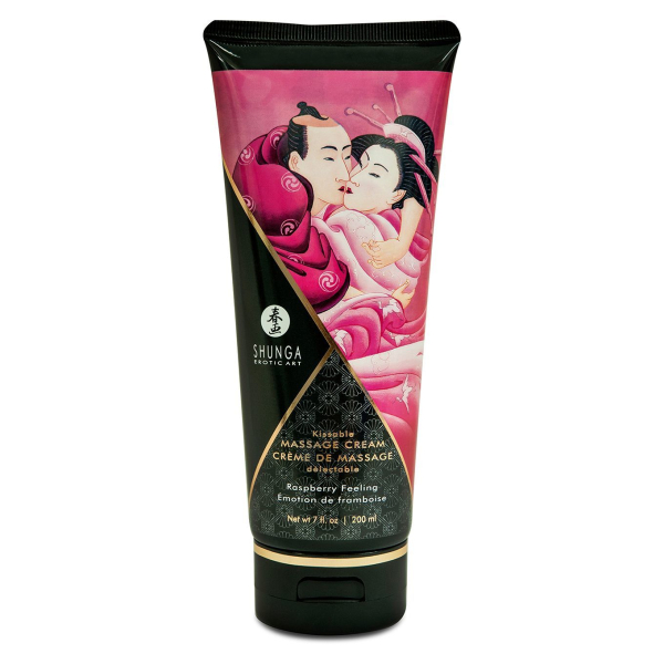 Їстівний масажний крем Shunga Kissable Massage Cream – Raspberry Feeling (200 мл) - фото