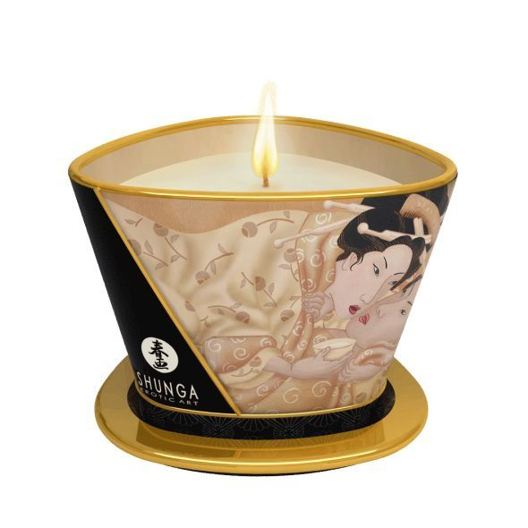 Масажна свічка Shunga Massage Candle – Vanilla Fetish (170 мл) з афродизіаками - фото