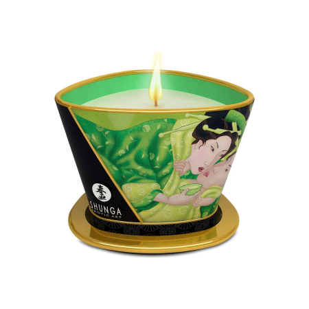 Масажна свічка Shunga Massage Candle – Exotic Green Tea (170 мл) з афродизіаками - фото