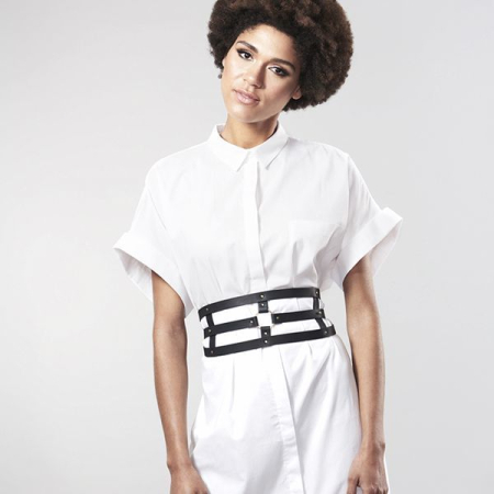 Портупея-пояс Bijoux Indiscrets MAZE - Wide Belt and Restraints Black, екошкіра - фото №7