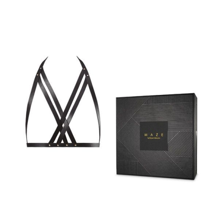 Портупея Bijoux Indiscrets MAZE — Halter Bra Harness Black - фото №2