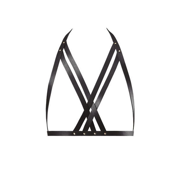 Портупея Bijoux Indiscrets MAZE — Halter Bra Harness Black - фото