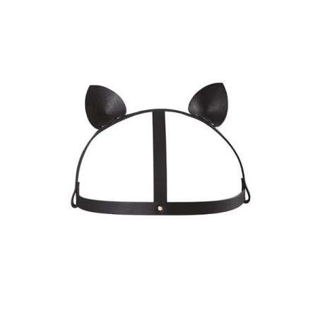 Маска кішечки Bijoux Indiscrets MAZE - Cat Ears Headpiece Black, екошкіра - фото