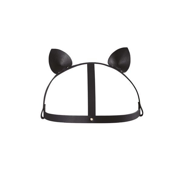Маска кішечки Bijoux Indiscrets MAZE - Cat Ears Headpiece Black, екошкіра - фото