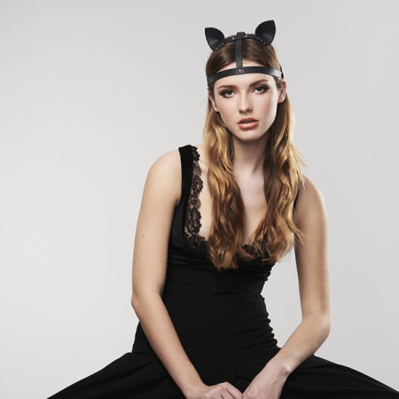 Маска кішечки Bijoux Indiscrets MAZE - Cat Ears Headpiece Black, екошкіра - фото №7