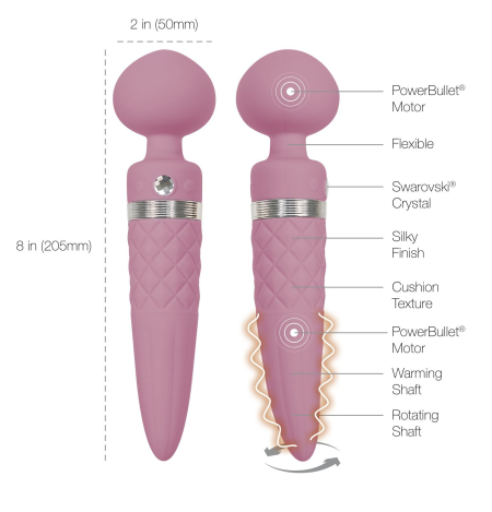 Вібромасажер 2в1 PILLOW TALK - Sultry Pink, класичний масажер і вібратор з ротацією, підігрів №11