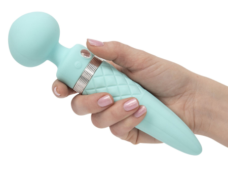 Вібромасажер 2в1 PILLOW TALK - Sultry Teal, класичний масажер і вібратор з ротацією, підігрів №4
