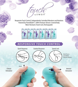 Вібратор-кролик з сенсорним управлінням і ротацією Touch by SWAN - Duo Purple, глибока вібрація - - фото №8