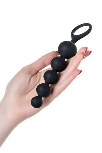 Набір анальних намистин Satisfyer Beads Black, силікон, макс. діаметр 3,3 см та 3,5 см - фото №4