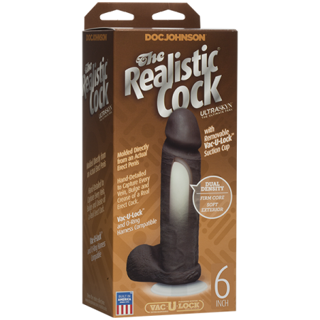 Фалоімітатор Doc Johnson The Realistic Cock 6 inch Black - ULTRASKYN, Vac-U-Lock, діаметр 4,3 см №3
