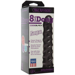 Дилдо Doc Johnson CodeBlack - 8 Inch Raging Vac-U-Lock із стимулювальним рельєфом, діаметр 3,8 см - - фото №2