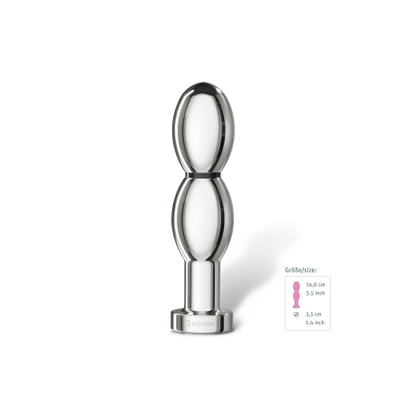 Металеве ділдо 2-в-1 Mystim O(h!)-thello для електростимулятора, діаметр 3,5 см, анальна пробка - фото №3