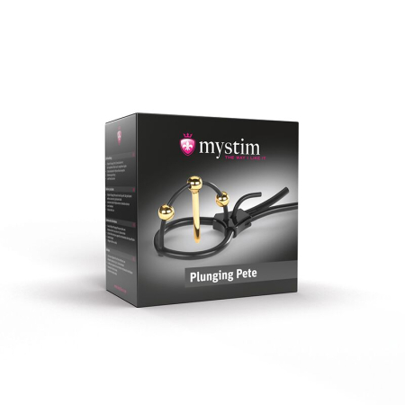 Утяжка для пеніса Mystim Plunging Pete, позолочена, з двома кульками і коротким уретральним зондом - фото №5