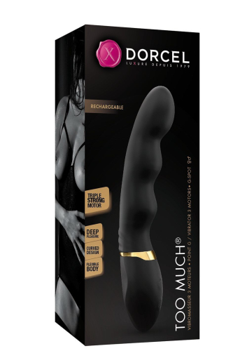 Вібратор ультрастимулювальний Dorcel Too Much Rechargeable Black, гнучкий і потужний, 3 вібромотори №3