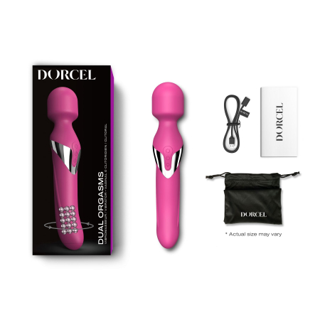 Вібромасажер 2в1 Dorcel Dual Orgasms Magenta класичний масажер і вібратор з перлинним масажем - фото №5