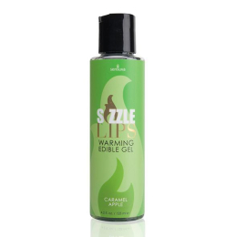 Зігрівальний масажний гель Sensuva Sizzle Lips Caramel Apple (125 мл), без цукру, їстівний - фото