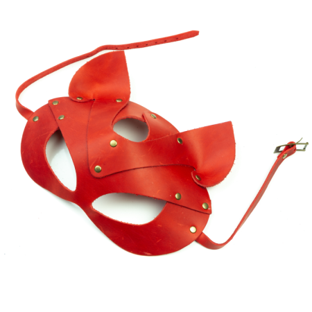 Преміум маска кішечки LOVECRAFT, натуральна шкіра, червона, подарункова упаковка №2