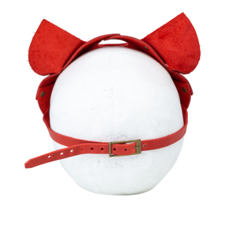 Преміум маска кішечки LOVECRAFT, натуральна шкіра, червона, подарункова упаковка №5