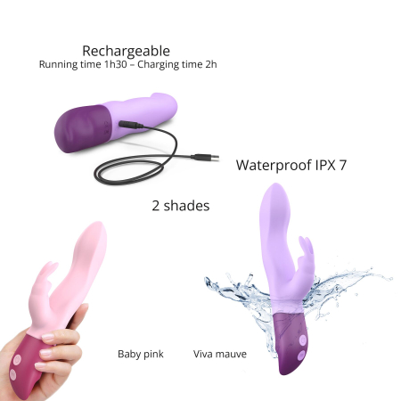 Вібратор-кролик Love To Love Hello Rabbit Violet з гнучким стовбуром і стимуляцією точки G, 2 мотори - фото №5