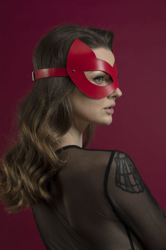 Маска кішечки Feral Feelings - Kitten Mask, натуральна шкіра, червона - фото №3