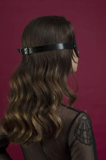 Маска на очі Feral Feelings - Blindfold Mask, натуральна шкіра, чорна - фото №3