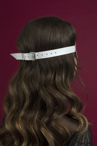 Маска на очі Feral Feelings - Blindfold Mask, натуральна шкіра, біла - фото №4