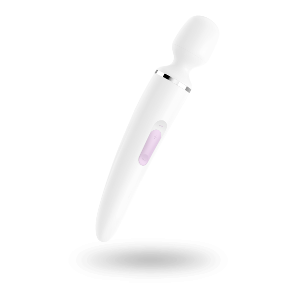 Вібромасажер Satisfyer Wand-er Woman (White/Chrome), водонепроникний, потужний, розмір XXL - фото