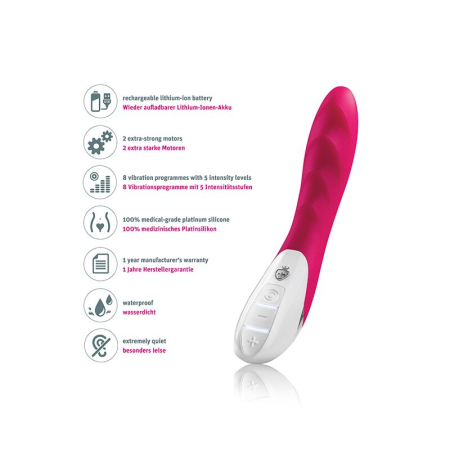 Потужний вібратор Mystim Sassy Simon Pink з двома моторами і стимулювальним рельєфом №9